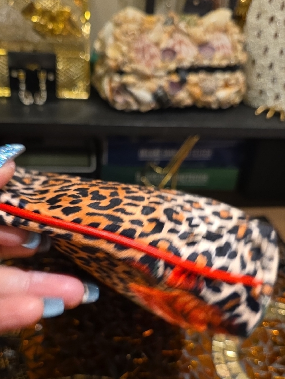 Estee Lauder Leopard Print Cosmetic Bag with Red Roses and Multicolor Butterfly - Picture 5 of 8